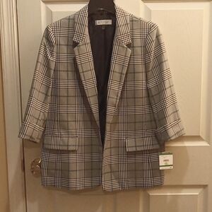 New Kasper plaid open front blazer.